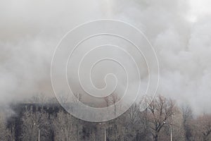 Smoke from a fire in a textile factory