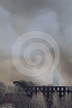 Smoke from a fire in a textile factory