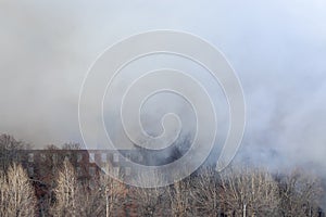 Smoke from a fire in a textile factory