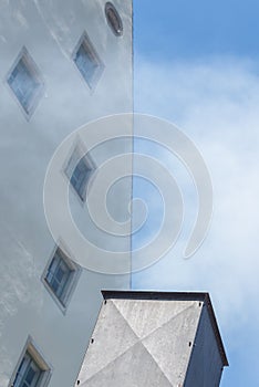 Smoke from the fireplace of the oldest sausage roasting house in the world the historical Wurstkuchl in Regensburg, Germany