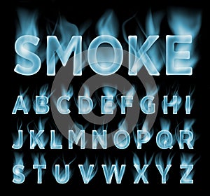 Smoke font collection. Fog and clouds font. Gas font.