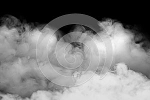 Smoke fragments isolated on a black color background photo