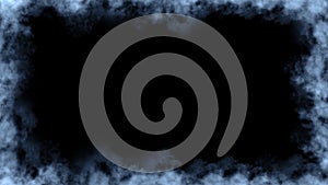 Smoke frame blue flame . Border fog mist texture effect for film , text or space