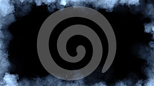 Smoke frame blue flame . Border fog mist texture effect for film , text or space