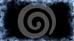 Smoke frame blue flame . Border fog mist texture effect for film , text or space