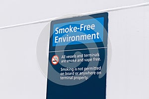 Smoke-Free Environment sign on ferry