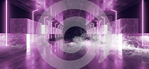 Smoke Future Neon Lights Graphic Glowing Purple Violet Vibrant Virtual Sci Fi Futuristic Tunnel Studio Stage Construction Garage