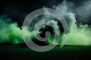 Smoke green background dark ground light black fog