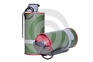 Smoke grenade on white background