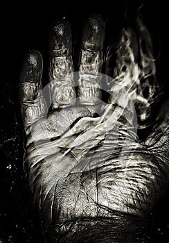 The smoke of the hands worn by time. photo