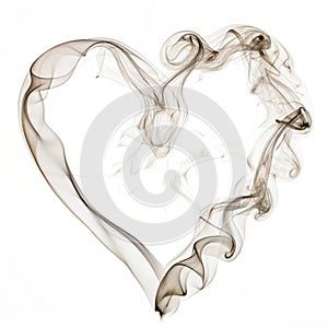 Smoke heart isolated on white background photo