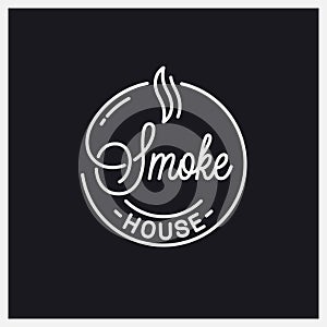 Smoke house logo. Round linear logo of smokehouse