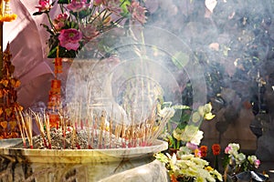 Smoke incense stick asian religious believe smell