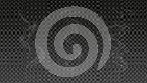 Smoke isolated on a black background.. Vector fog, vapor set