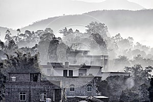 smoke from kitchen chimneys