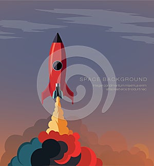 smoke of the launch pad Shuttle flies into space