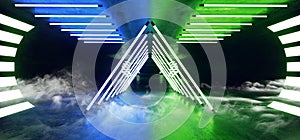 Smoke Mist Fog Neon Led Laser Glowing Triangle Tubes Stage  Show Night Club Green Blue Virtual Retro Modern Futuristic Sci Fi