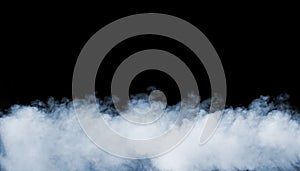 Smoke over black background. Fog or steam abstract texture.