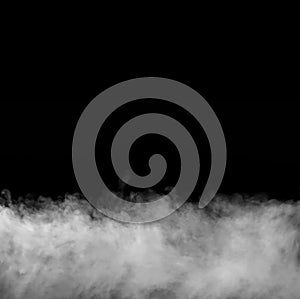 Smoke over black background. Fog or steam abstract texture.