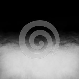 Smoke over black background. Fog or steam abstract texture.