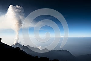 Smoke over the summit of volcano Santiaguito photo