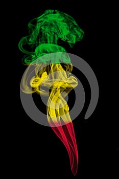 Smoke pillar colored in flag of reggae