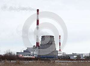 Smoke from pipes at a thermal power plant