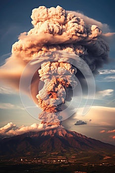 smoke plume from an erupting volcano