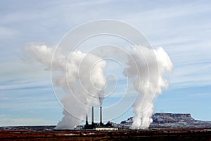 Smoke plumes of the Navajo Generating Station, Page, Arizona