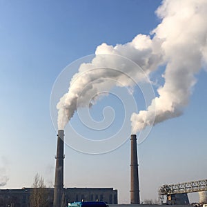 Smoke, pollution from factory pipes