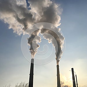 Smoke, pollution from factory pipes