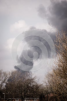 Smoke rising into the sky, Manchester England