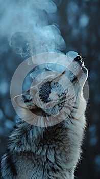 Smoke and Serenity: A Wolf\'s Meditative Hunt photo