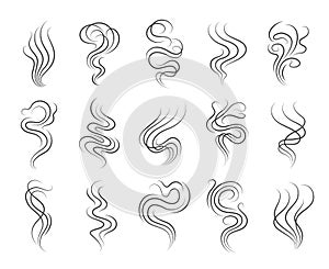 Smoke smell line icons