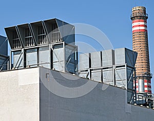 Smoke stack and air filtes of the power plant