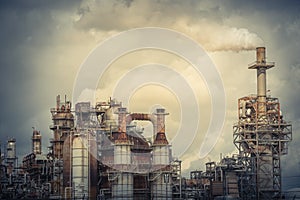 Smoke stack at oil refinery in Pasadena, Texas, USA