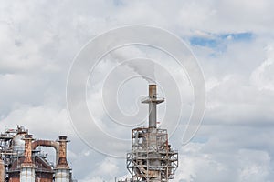 Smoke stack at oil refinery in Pasadena, Texas, USA