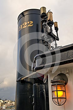 Smoke stack on steam ship