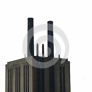 Smoke Stacks black against a White Background