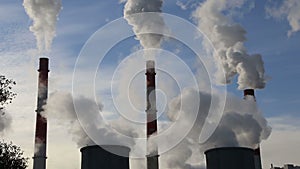 Smoke stacks at coal burning power plant