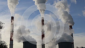 Smoke stacks at coal burning power plant