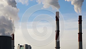 Smoke stacks at coal burning power plant