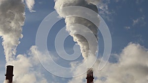 Smoke stacks at coal burning power plant