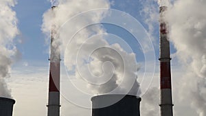 Smoke stacks at coal burning power plant