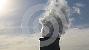 Smoke stacks at coal burning power plant