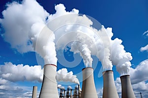 smoke stacks emitting fumes from a coal power plant