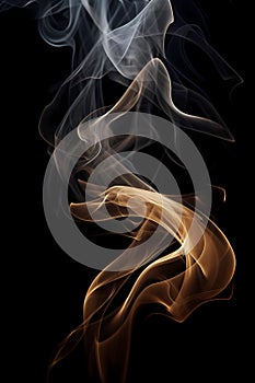 Smoke is steaming up against a black background, in the style of tenebrism