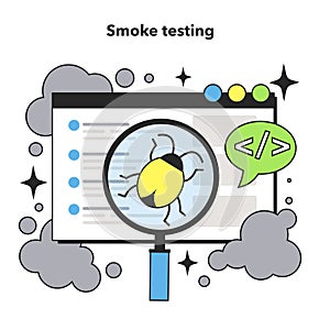 Smoke testing technique. Software testing methodology. IT specialist