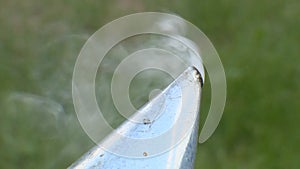 Smoke to scare away bees when collecting honey.