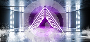Smoke Triangle Neon Virtual Reality Dark Grunge Concrete Background Asphalt Optical Illusion Fluorescent Blue Purple Vibrant